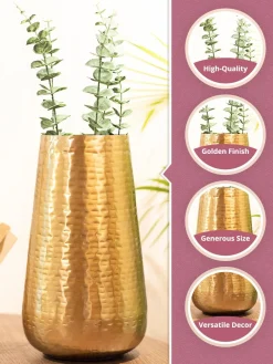 VON CASA Gold Cylindrical Flower Vase