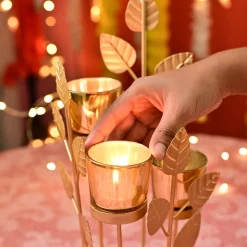 VON CASA Golden 3 Votive Tree Tea Light Holder