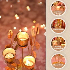 VON CASA Golden 3 Votive Tree Tea Light Holder