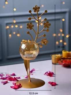 VON CASA Golden Abstract Shape T-Light Holder