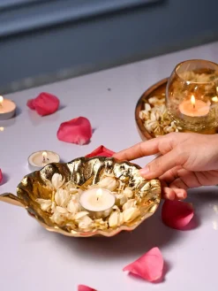 VON CASA Golden Decorative Leaf Shape Dish
