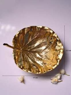 VON CASA Golden Decorative Leaf Shape Dish