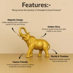 VON CASA Golden Embossed Elephant Figurine