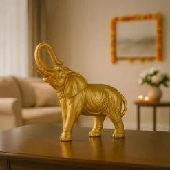 VON CASA Golden Embossed Elephant Figurine