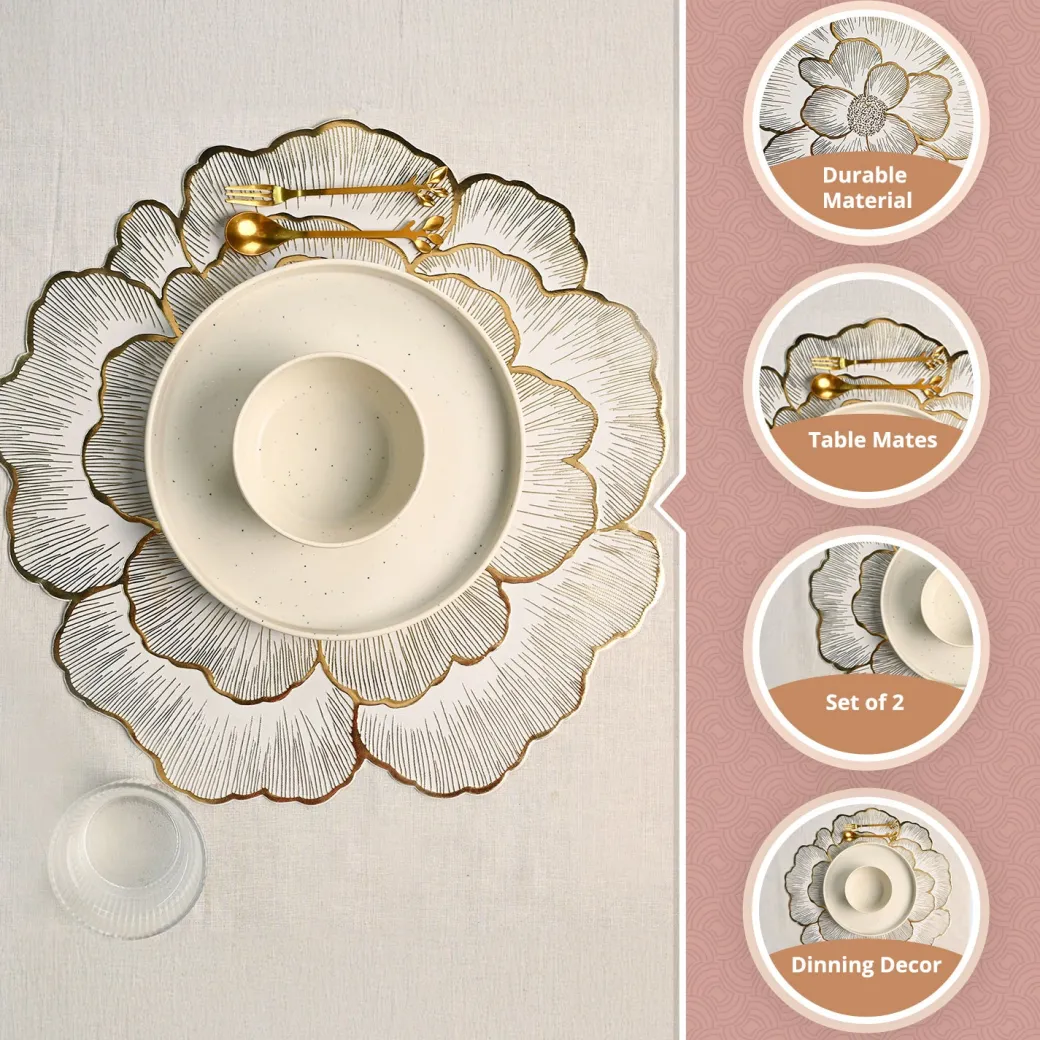 VON CASA Golden Flora Placemat Set Of 2