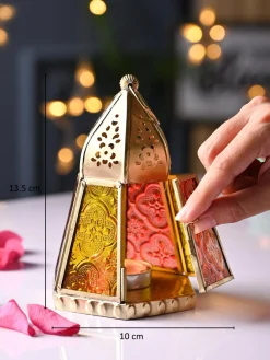 VON CASA Golden Hanging Lantern Frustum Shape