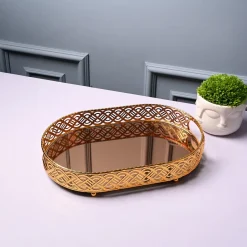 VON CASA Golden Large Tray - Glossy Finish