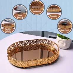 VON CASA Golden Large Tray - Glossy Finish