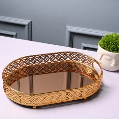 VON CASA Golden Large Tray - Glossy Finish