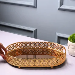 VON CASA Golden Large Tray - Glossy Finish