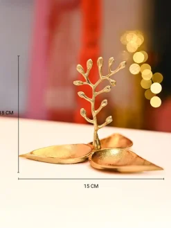 VON CASA Golden Leaf Shape Dry Fruit Tray