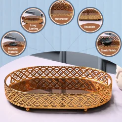 VON CASA Golden Medium Tray - Glossy Finish