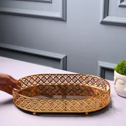VON CASA Golden Medium Tray - Glossy Finish