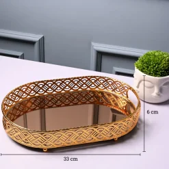 VON CASA Golden Medium Tray - Glossy Finish