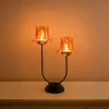 VON CASA Golden 2-Votive U T-Lite Holder – Metal & Glass
