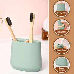 VON CASA Green Polyresin Toothbrush Holder