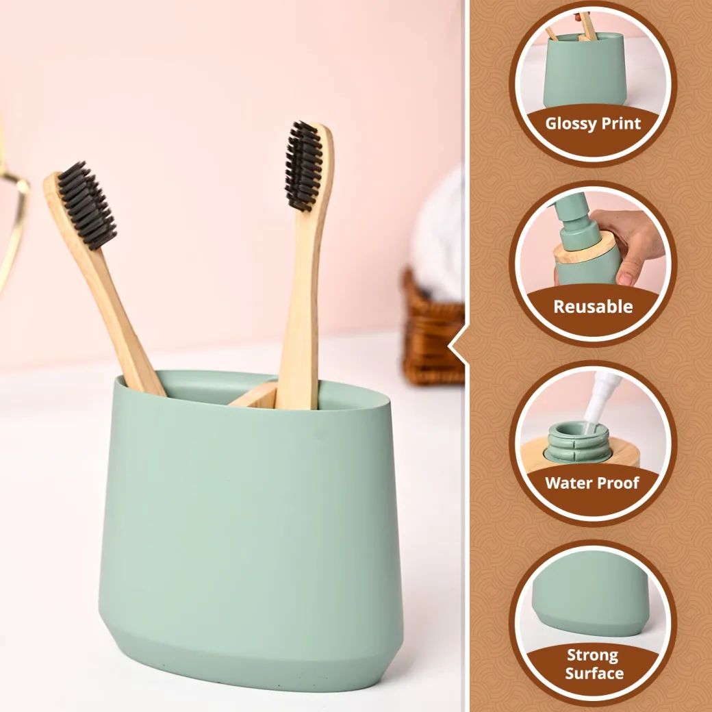 VON CASA Green Polyresin Toothbrush Holder
