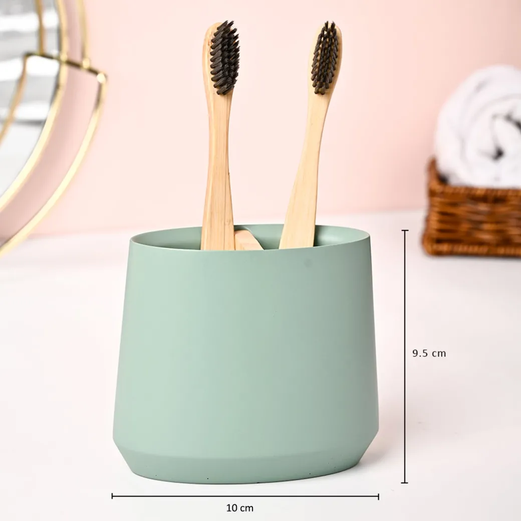VON CASA Green Polyresin Toothbrush Holder