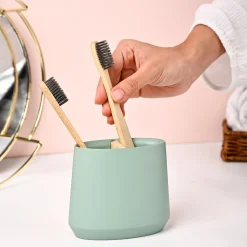 VON CASA Green Polyresin Toothbrush Holder