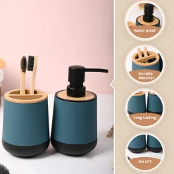 VON CASA Green Teal Bathroom Set of 2