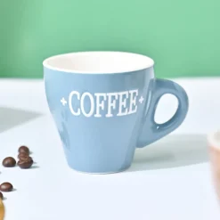 VON CASA Grey Coffee Mug - Set Of 2, 90Ml Each