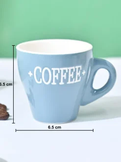 VON CASA Grey Coffee Mug - Set Of 2, 90Ml Each