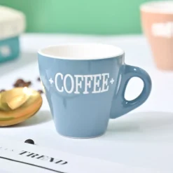 VON CASA Grey Coffee Mug - Set Of 2, 90Ml Each