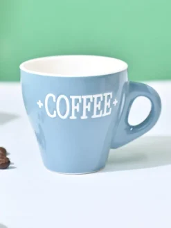 VON CASA Grey Coffee Mug - Set Of 2, 90Ml Each