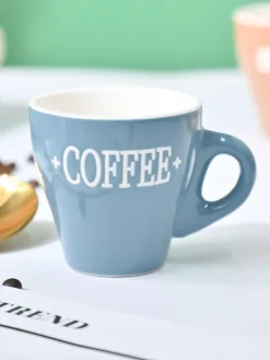 VON CASA Grey Coffee Mug - Set Of 2, 90Ml Each