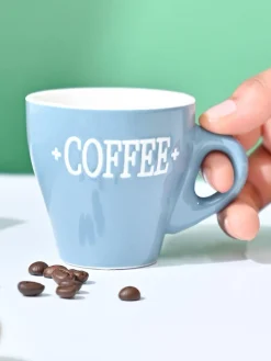 VON CASA Grey Coffee Mug - Set Of 2, 90Ml Each