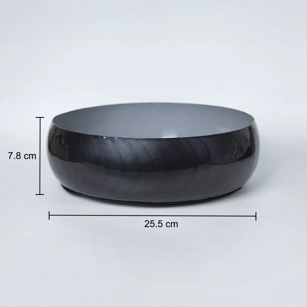 VON CASA Grey Decorative Bowl (Grey Enamel)