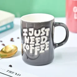 VON CASA Grey Mug (I Just Need Coffee) - 420Ml