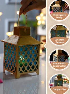 VON CASA Iron Golden + Blue Lantern