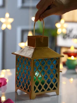 VON CASA Iron Golden + Blue Lantern