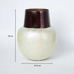 VON CASA Ivory Globular Shape Pot Vase (Ivory Enamel)