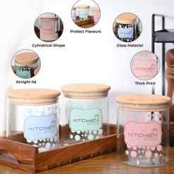 VON CASA Jar Set of 3 PCS 500 ml - Transparent Glass Matte Finish
