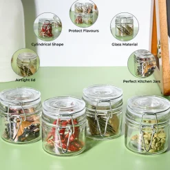 VON CASA Jar Set of 4 PCS 80ml - Transparent Glass Glossy Finish