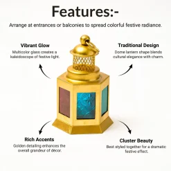 VON CASA Lantern Set of 4 – Multicolor Moroccan Domed Design
