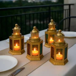 VON CASA Lantern Set of 4 – Multicolor Moroccan Domed Design
