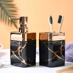 VON CASA Marble Textured  Bathroom Set - Black