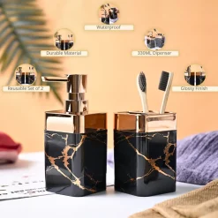 VON CASA Marble Textured  Bathroom Set - Black