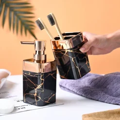 VON CASA Marble Textured Bathroom Set - Black
