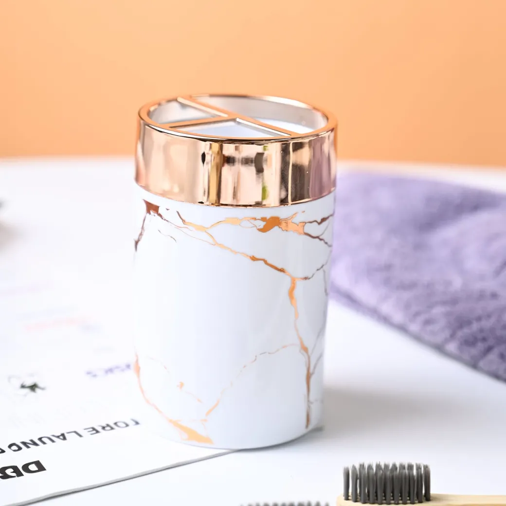 VON CASA Marble Toothbrush Holder - White