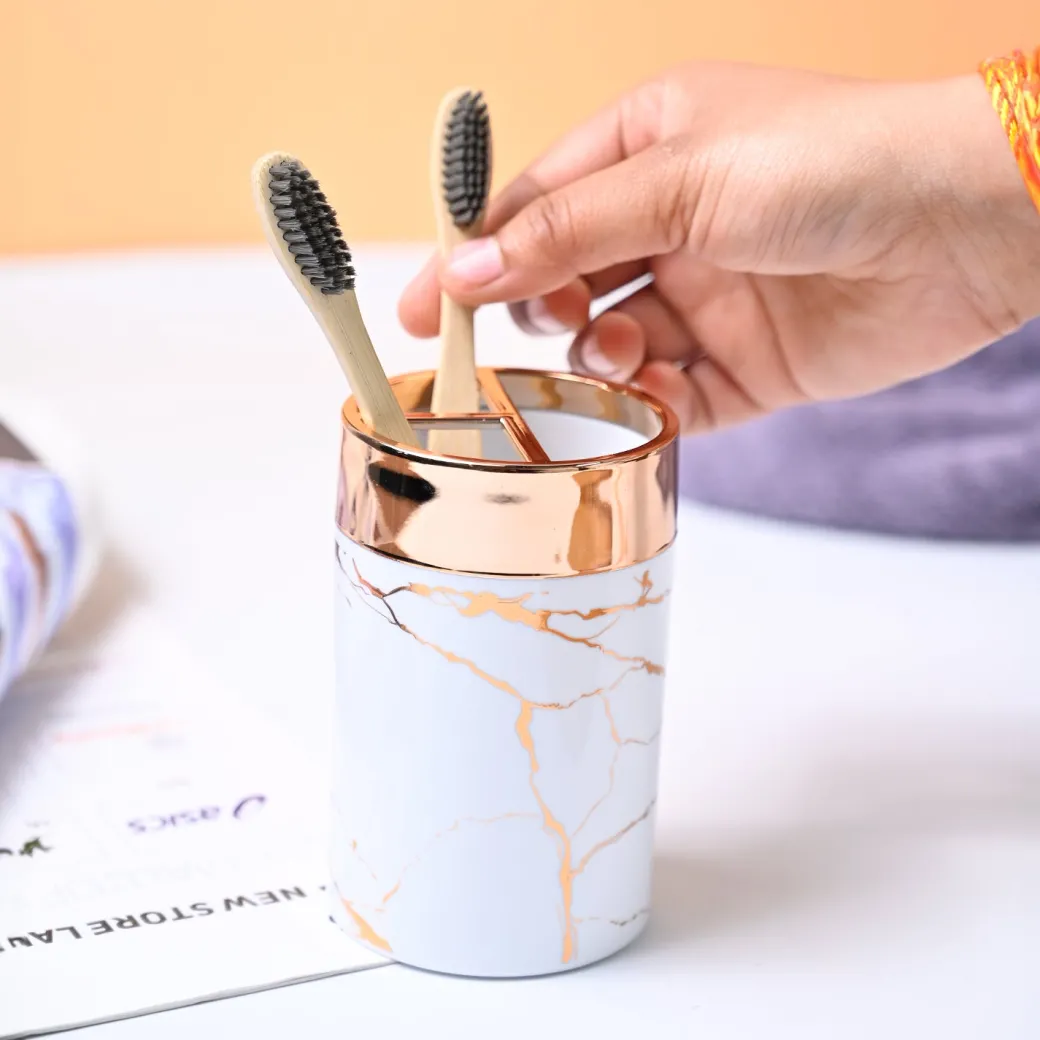 VON CASA Marble Toothbrush Holder - White