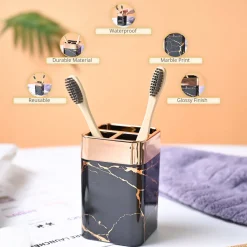 VON CASA Marble Toothbrush Holder - Black