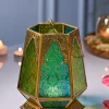 VON CASA Metal Hexagon Shaped Tea Light Votive Candle Holders