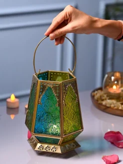 VON CASA Metal Hexagon Shaped Tea Light Votive Candle Holders