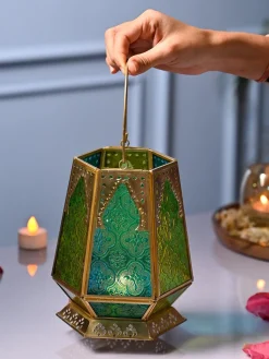 VON CASA Metal Hexagon Shaped Tea Light Votive Candle Holders