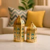 VON CASA Moroccan Lantern Set of 2 – Golden & Blue (Domed Design)
