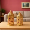 VON CASA Moroccan Lantern Set of 2 – Golden & Red (Domed Design)